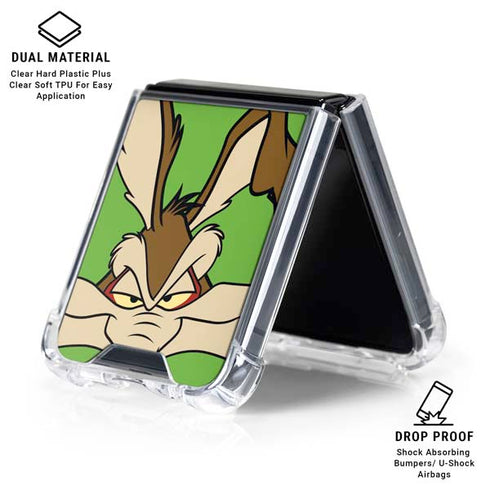 Looney Tunes Wile E Coyote Zoomed In Galaxy Z Flip6 Clear Case