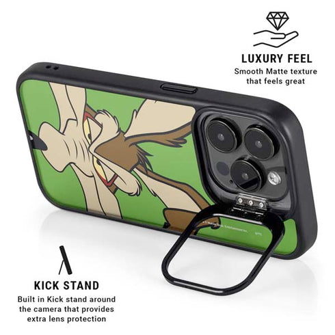 Looney Tunes Wile E Coyote Zoomed In iPhone 14 Pro Kickstand Case