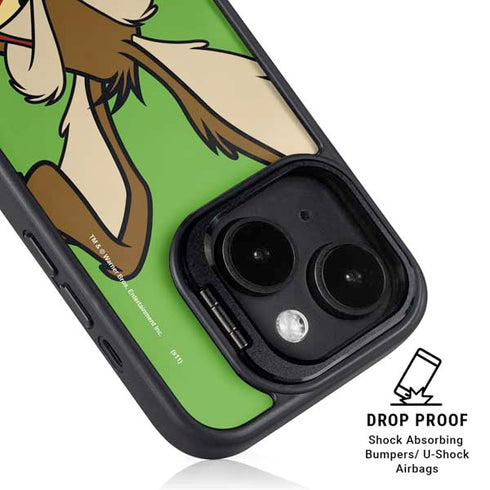 Looney Tunes Wile E Coyote Zoomed In iPhone 15 Kickstand Case