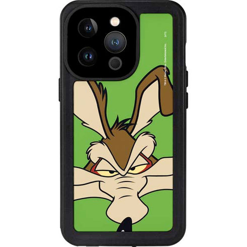 Looney Tunes Wile E Coyote Zoomed In iPhone 15 Pro Waterproof Case