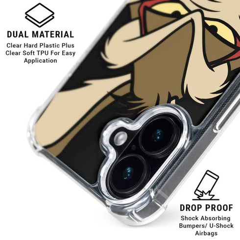 Looney Tunes Wile E. Coyote Smile iPhone 16 Plus Clear Case