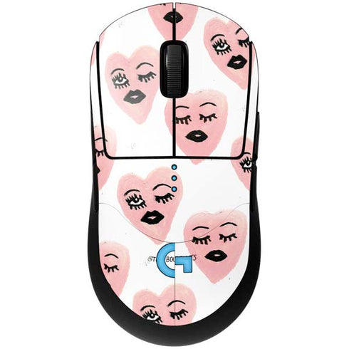Bouffants and Broken Hearts Winking Hearts G Pro Wireless Gaming Mouse Skin