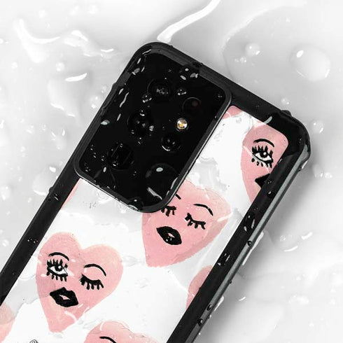 Bouffants and Broken Hearts Winking Hearts Galaxy S24 Ultra Waterproof Case