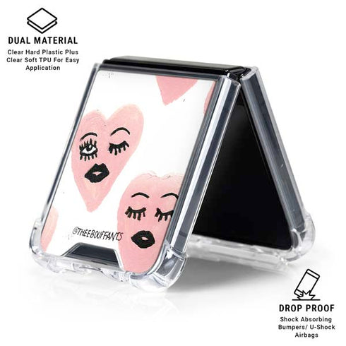 Bouffants and Broken Hearts Winking Hearts Galaxy Z Flip6 Clear Case