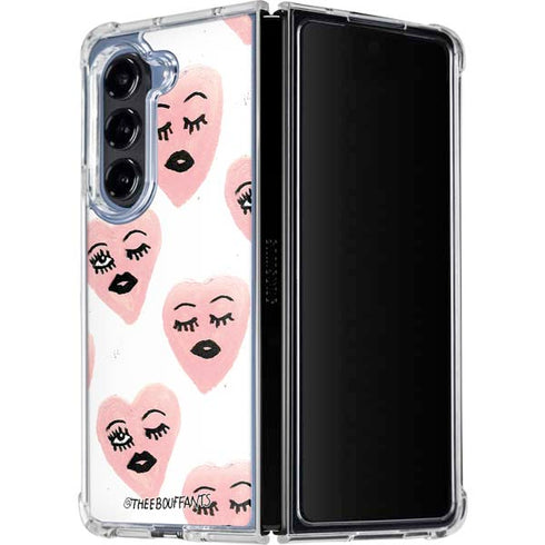 Bouffants and Broken Hearts Winking Hearts Galaxy Z Fold5 5G Clear Case