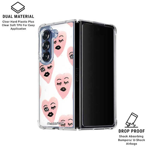 Bouffants and Broken Hearts Winking Hearts Galaxy Z Fold6 Clear Case
