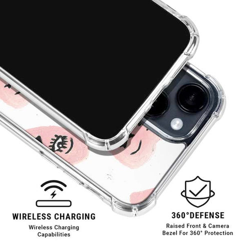 Bouffants and Broken Hearts Winking Hearts iPhone 15 Clear Case