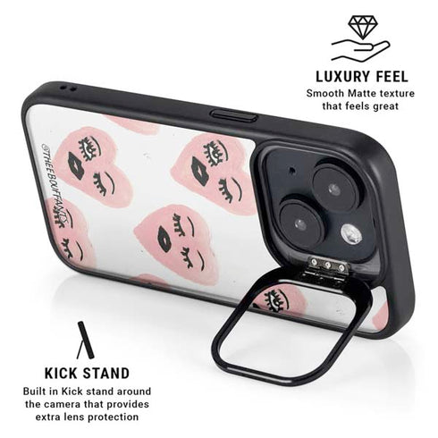 Bouffants and Broken Hearts Winking Hearts iPhone 15 Plus Kickstand Case