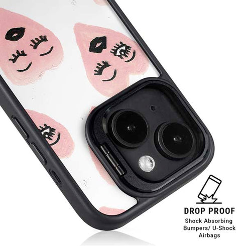 Bouffants and Broken Hearts Winking Hearts iPhone 15 Plus Kickstand Case