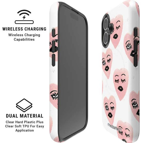 Bouffants and Broken Hearts Winking Hearts iPhone 16 Plus Magsafe Impact Case