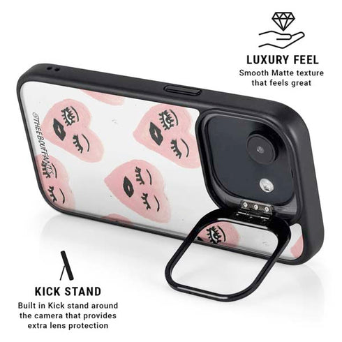 Bouffants and Broken Hearts Winking Hearts iPhone 16e Kickstand Case
