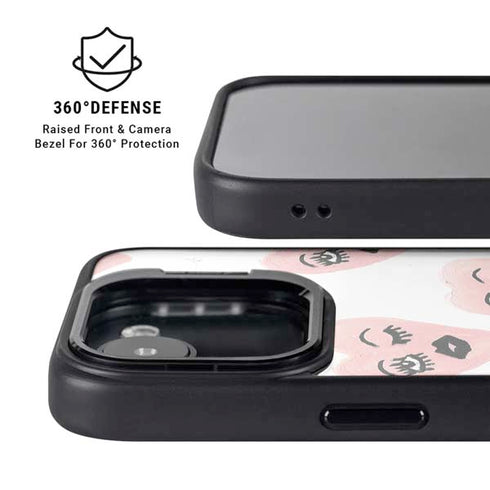 Bouffants and Broken Hearts Winking Hearts iPhone 16e Kickstand Case