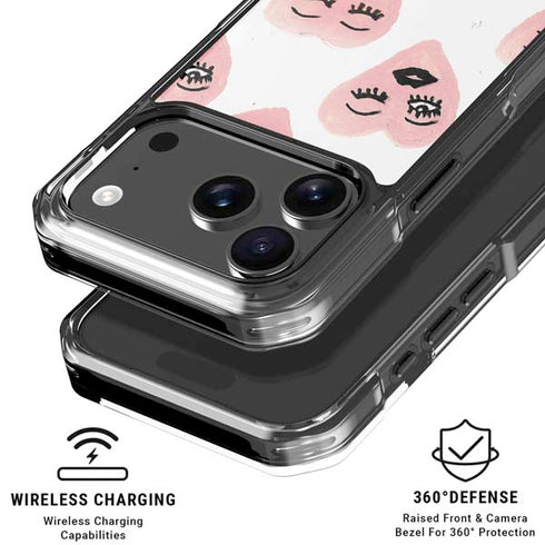Bouffants and Broken Hearts Winking Hearts iPhone 18 Pro Clear Case