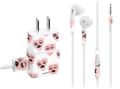 Bouffants and Broken Hearts Winking Hearts Phone Charger Skin