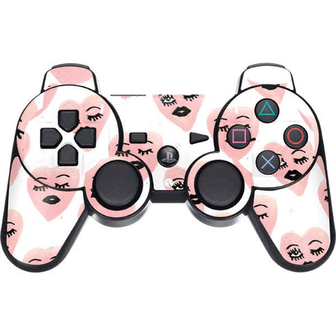 Bouffants and Broken Hearts Winking Hearts PS3 Dual Shock wireless controller Skin