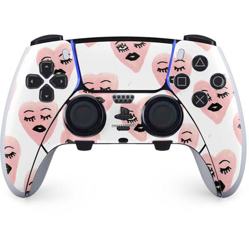 Bouffants and Broken Hearts Winking Hearts PS5 DualSense Edge Pro Controller Skin