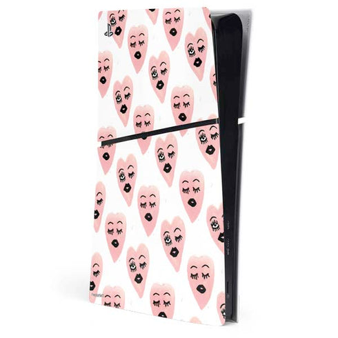 Bouffants and Broken Hearts Winking Hearts PS5 Slim Digital Edition Console Skin