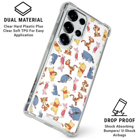 Disney Winnie the Pooh Character Pattern Galaxy S25 Ultra Clear Case