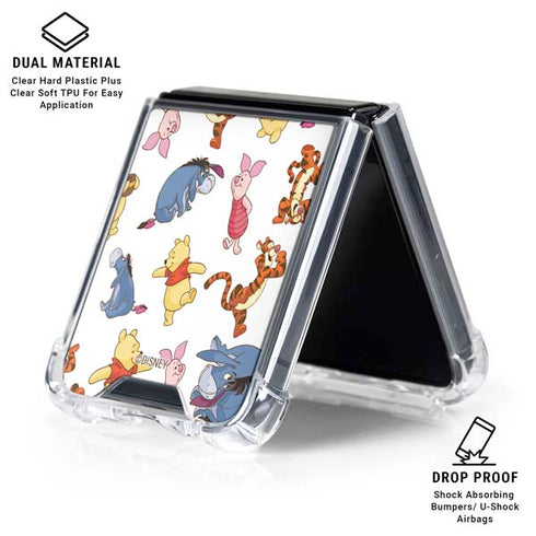 Disney Winnie the Pooh Character Pattern Galaxy Z Flip6 Clear Case
