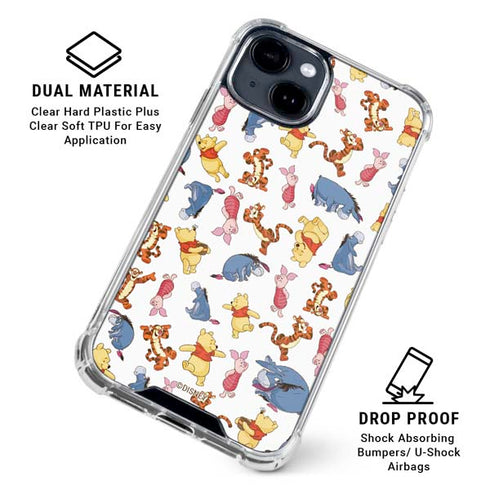 Disney Winnie the Pooh Character Pattern iPhone 15 Clear Case
