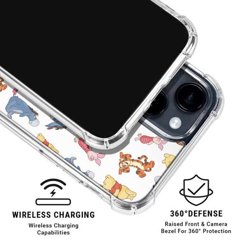 Disney Winnie the Pooh Character Pattern iPhone 15 Clear Case