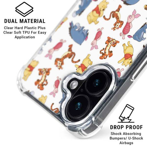 Disney Winnie the Pooh Character Pattern iPhone 16 Clear Case