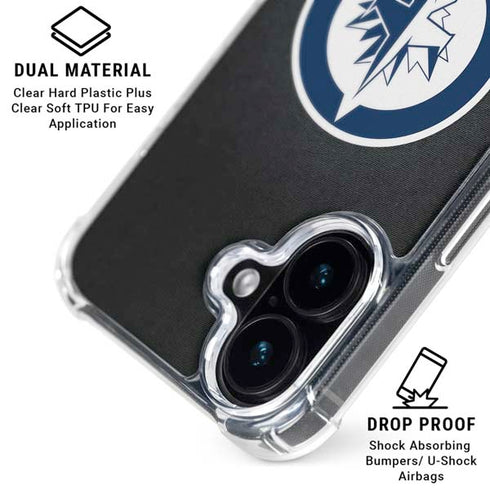 NHL Winnipeg Jets Black Background iPhone 16 Plus Clear Case