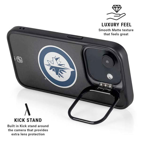NHL Winnipeg Jets Black Background iPhone 16e Kickstand Case