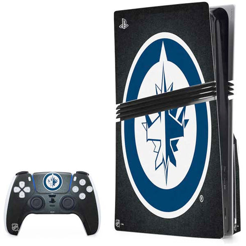 NHL Winnipeg Jets Black Background PS5 Pro Disk Bundle Skin