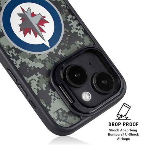 NHL Winnipeg Jets Camo iPhone 15 Kickstand Case