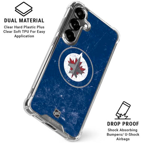 NHL Winnipeg Jets Distressed Logo Galaxy S26 Clear Case
