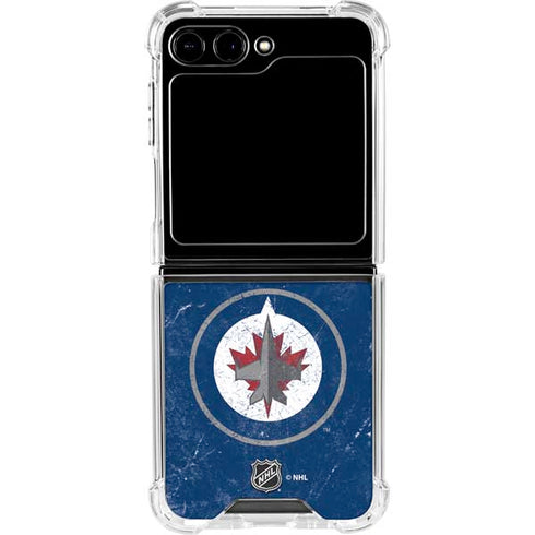 NHL Winnipeg Jets Distressed Logo Galaxy Z Flip6 Clear Case