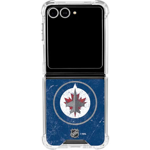 NHL Winnipeg Jets Distressed Logo Galaxy Z Flip7 Clear Case