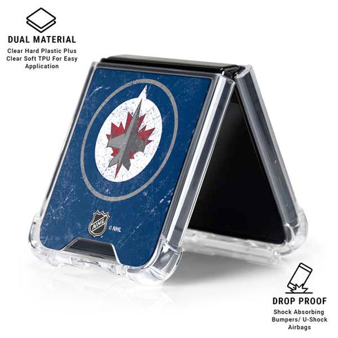 NHL Winnipeg Jets Distressed Logo Galaxy Z Flip7 Clear Case