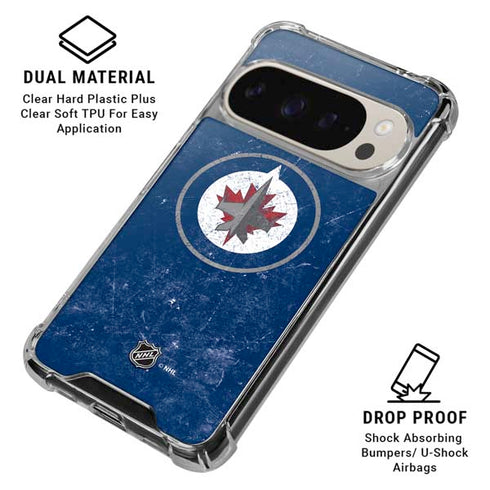 NHL Winnipeg Jets Distressed Logo Pixel 9/9 Pro Clear Case