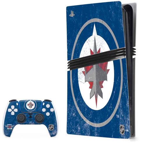 NHL Winnipeg Jets Distressed Logo PS5 Pro Bundle Skin