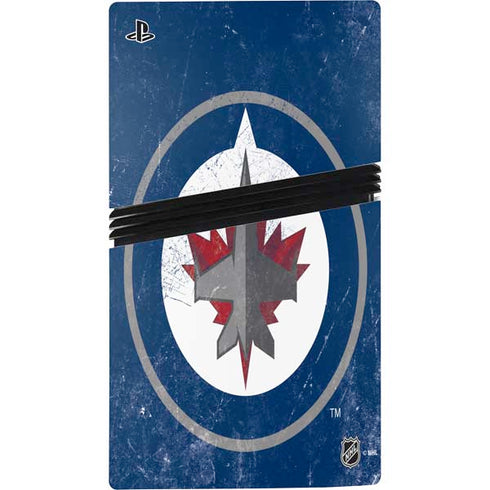 NHL Winnipeg Jets Distressed Logo PS5 Pro Disk Bundle Skin