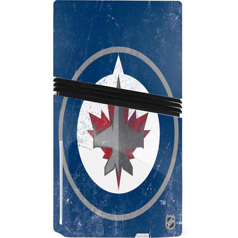 NHL Winnipeg Jets Distressed Logo PS5 Pro Disk Bundle Skin