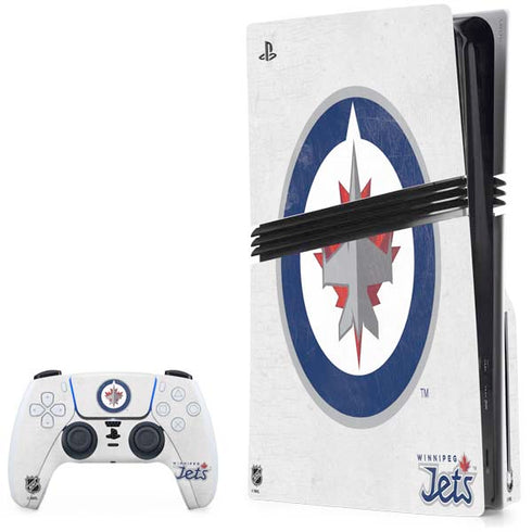 NHL Winnipeg Jets Distressed PS5 Pro Disk Bundle Skin