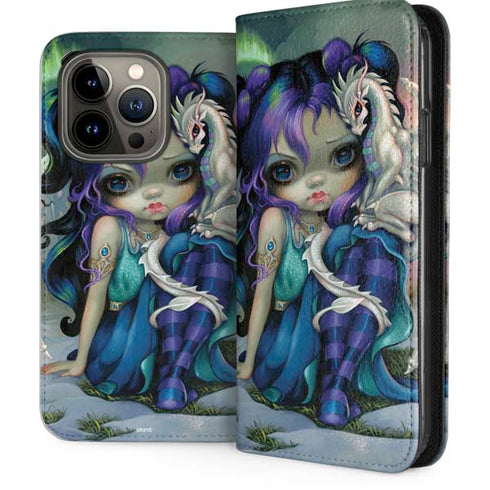 Winter Fairy With Frost Dragon by Jasmine Becket-Griffith iPhone 14 Pro Folio Case