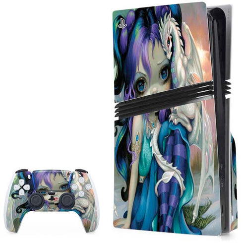 Winter Fairy With Frost Dragon by Jasmine Becket-Griffith PS5 Pro Disk Bundle Skin