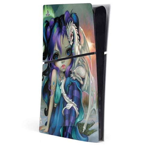 Winter Fairy With Frost Dragon by Jasmine Becket-Griffith PS5 Slim Digital Edition Console Skin