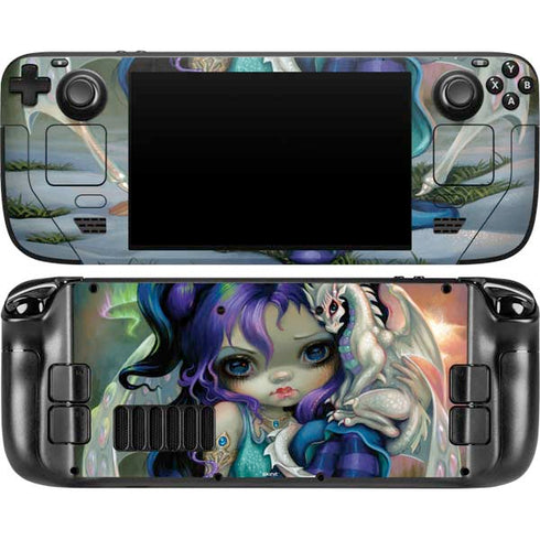 Winter Fairy With Frost Dragon by Jasmine Becket-Griffith Steam Deck Handheld Gaming Computer OLED Skin