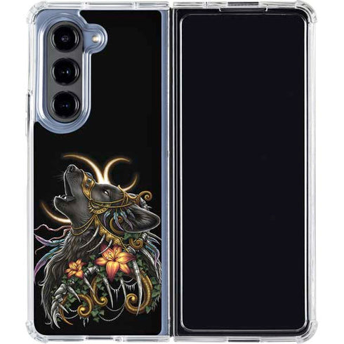 Wolf Howling by Sarah Richter Galaxy Z Fold5 5G Clear Case