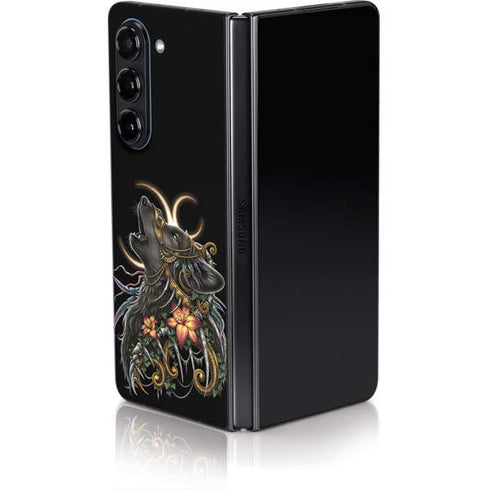Wolf Howling by Sarah Richter Galaxy Z Fold5 5G Skin
