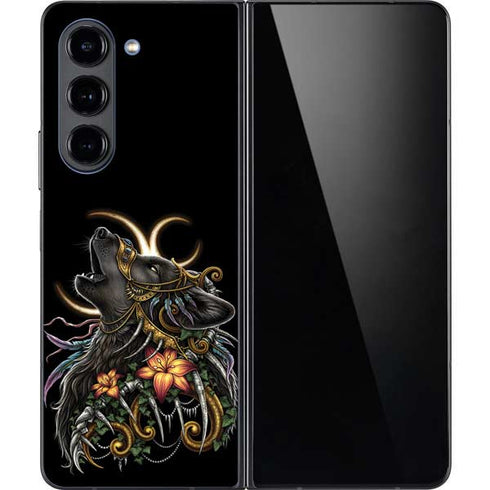 Wolf Howling by Sarah Richter Galaxy Z Fold5 5G Skin