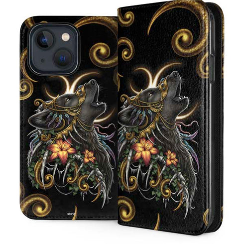 Wolf Howling by Sarah Richter iPhone 14 Folio Case