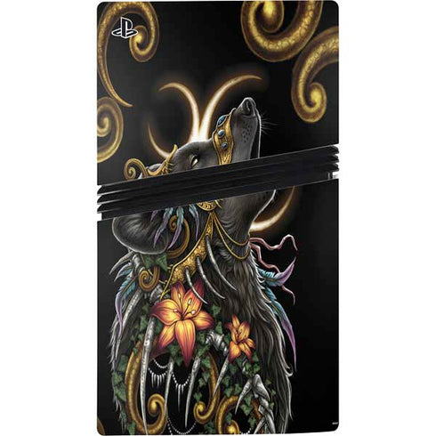 Wolf Howling by Sarah Richter PS5 Pro Console Skin