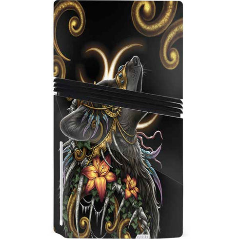 Wolf Howling by Sarah Richter PS5 Pro Disk Bundle Skin