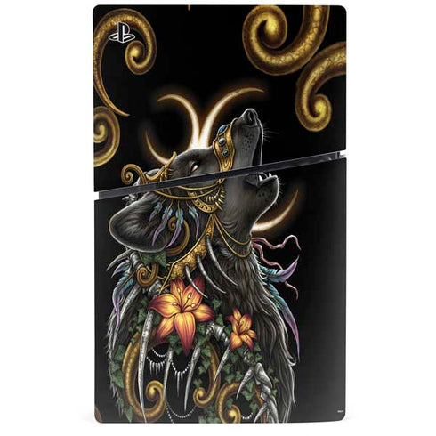 Wolf Howling by Sarah Richter PS5 Slim Digital Edition Console Skin